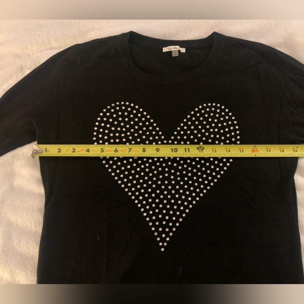 VILA MILANO Rhinestone Heart Wool Blend Sweater L - Picture 8 of 11